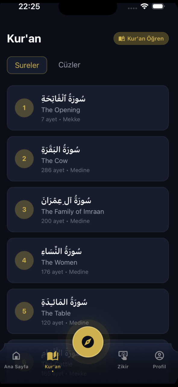 Iqra Kur'an sureler listesi